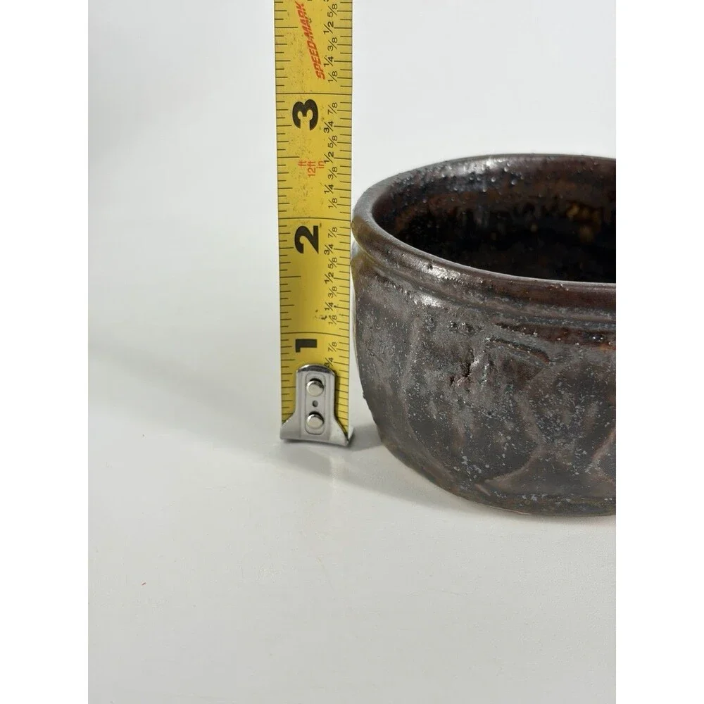 Studio Art Pottery Faceted Chawan Matcha Bowl Metallic Glaze Bumblebee Signed